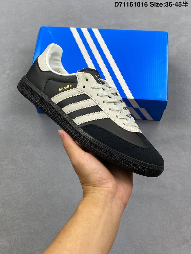 Adidas Originals Samba Og 阿迪达斯 桑巴舞系列绅士德训足球风百搭低帮休闲运动板鞋 这款板鞋展示了高质量的工艺 带有装饰的超锁缝制和无缝