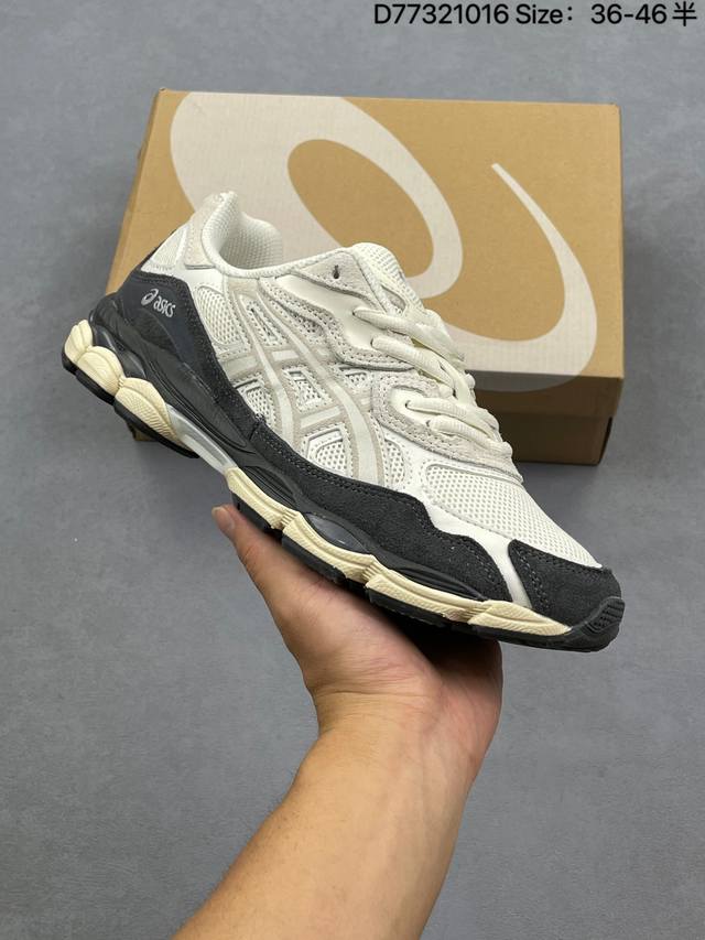 Asics 亚瑟士 男女鞋真标半码制，升级原楦原纸版开发，采用翻毛皮组合网眼布鞋面材质，后跟和前掌嵌入Gel胶缓震,轻质发泡材料组合耐磨橡胶外底又一双 鞋圈黑马