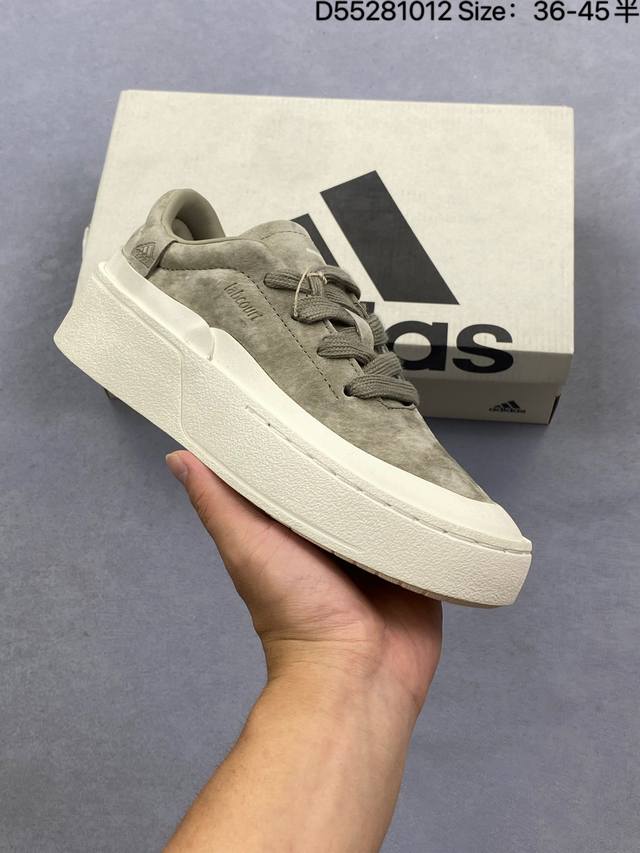 公司级阿迪达斯 Adidas Labcourt 百搭休闲轻松舒适 耐磨透气低帮 厚底增高运动板鞋 男女同款。鞋面使用了绒毛麂皮 ，鞋面和鞋底连接处使用了包边处理