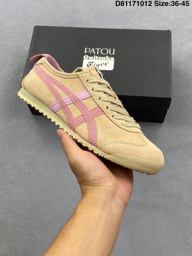 Onitsuka Tiger Mexico 66 百搭单品 板鞋 Mexico 66是鬼冢虎旗下最经典的款式，李小龙最喜欢的一款训练鞋休闲鞋！鞋身特有的虎爪造型