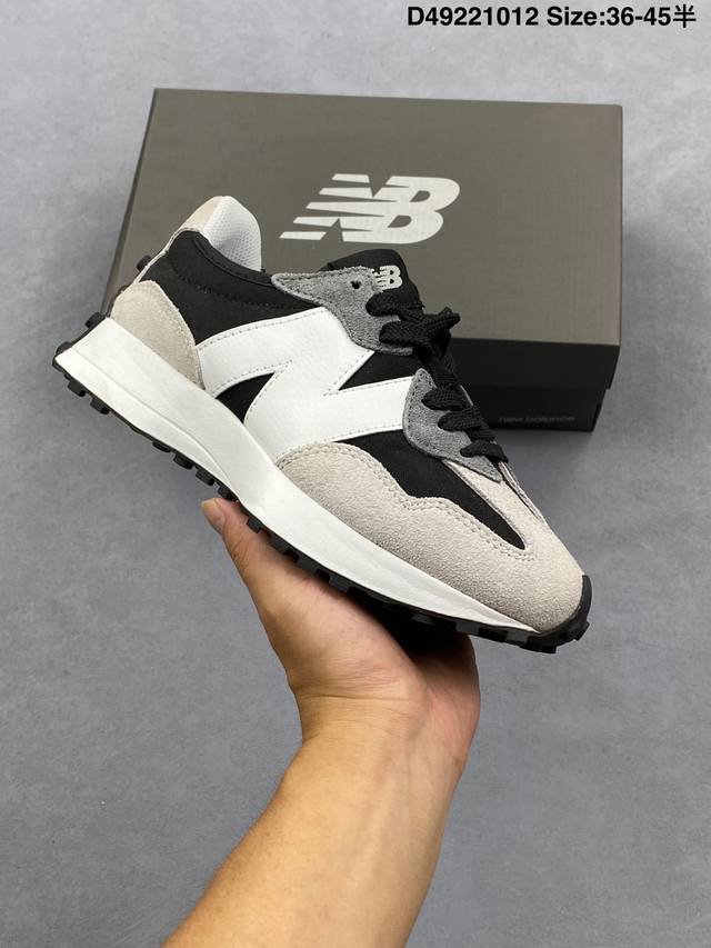 Nb新百伦New Balance Ms327系列复古休闲运动慢跑鞋“皮革米白灰海军绿生胶底” 货号：Ws327Lg1 尺码：36 37 37.5 38 38.5