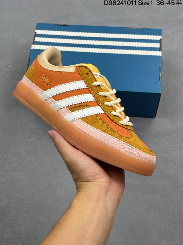 Bad Bunny X Adidas Originals Gazelle Indoor 舒适百搭 耐磨 低帮 板鞋 男女同款 橙色 货号:Js5050 Js50