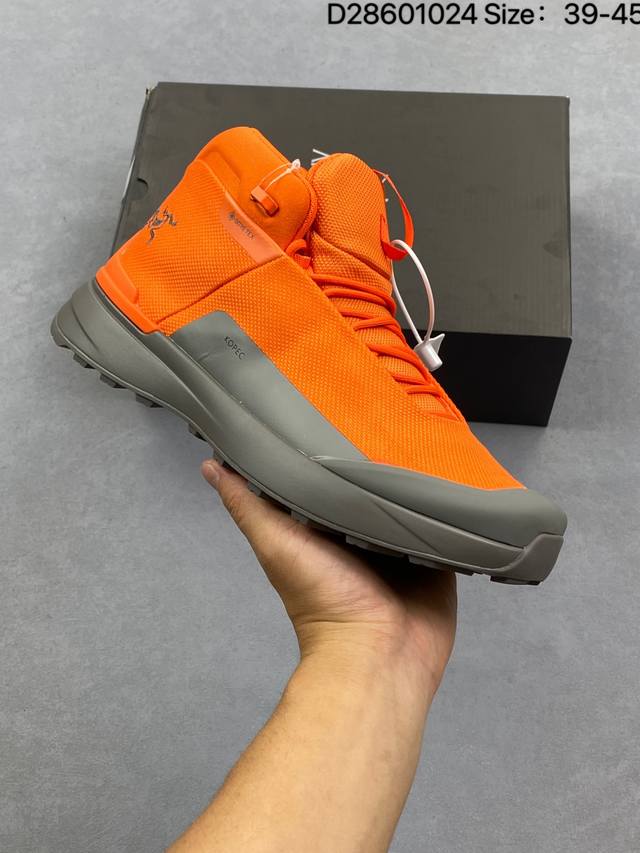 公司级Arcteryx始祖鸟 Kopec Mid Gtx 灰橙色 舒适透气防水越野中帮登山鞋 广东纯原版本 适合技术路线单日徒步穿着也可以一脚蹬穿法 Aerio
