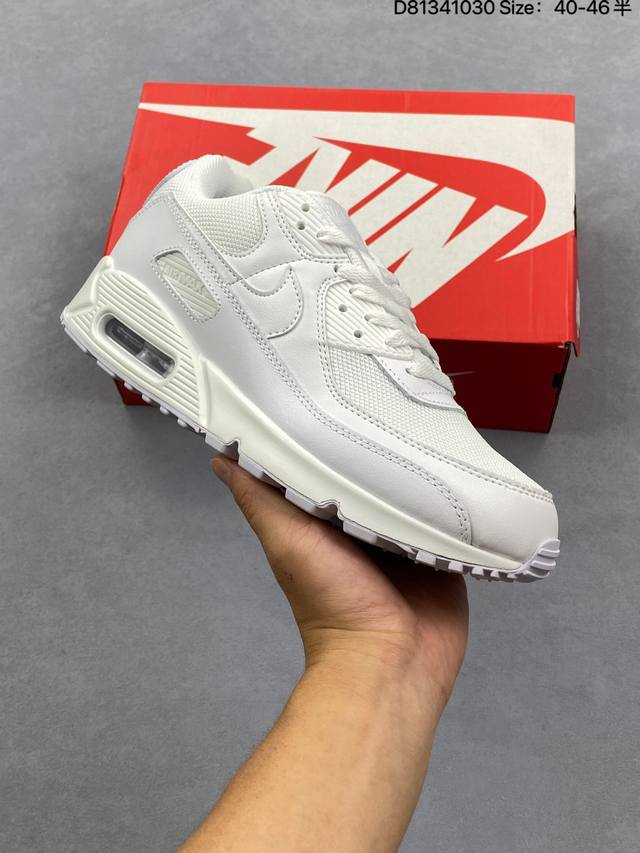 公司级：耐克Nike Air Max 90 经典复古小气垫缓震跑鞋 鞋面由皮和革织物打造，犀利的条线打造出酷劲十的足视觉效果 网布鞋增面强透气性，穿着为极舒适