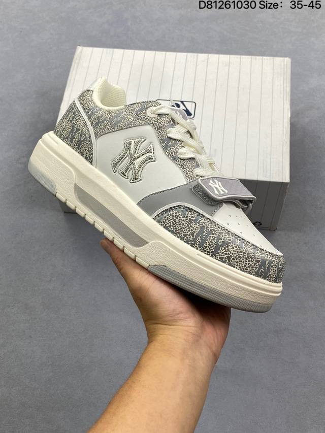 公司级Mlb 纽约洋基队 Chunky Liner Embo Monogram 印刻老花 时尚舒适 休闲运动 防滑耐磨增高 低帮 板鞋 货号:3Asx N 尺码