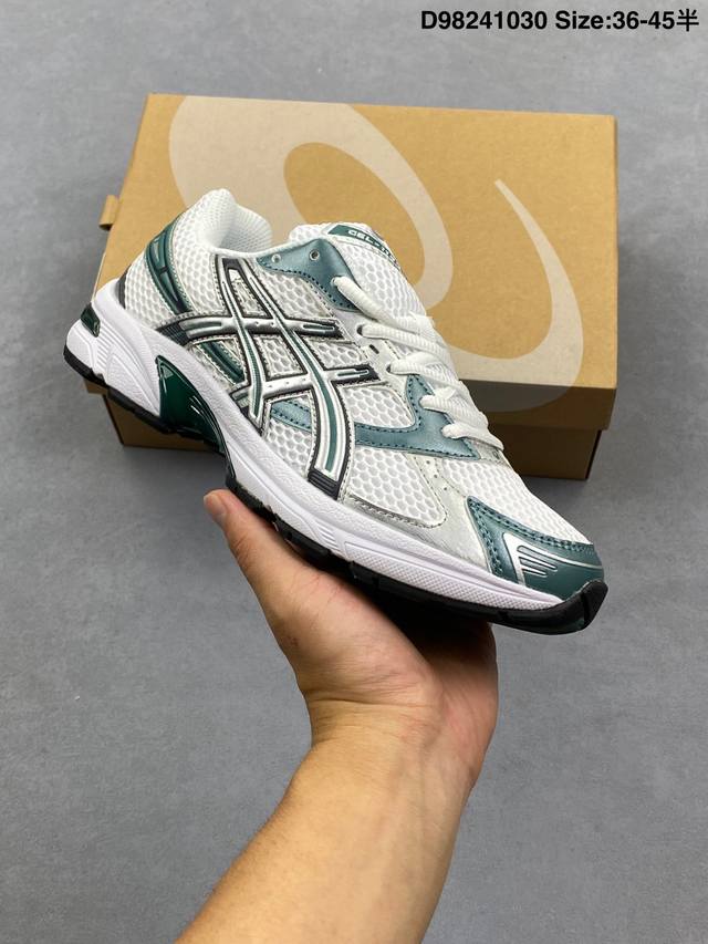 Asics 亚瑟士 新款情侣健步减震复古鞋Gel-1 男女时尚透气运动潮流耐磨休闲鞋 。选用网眼与皮革相接，复古而富有层次感。网布搭配金属感线条，虎爪 Logo