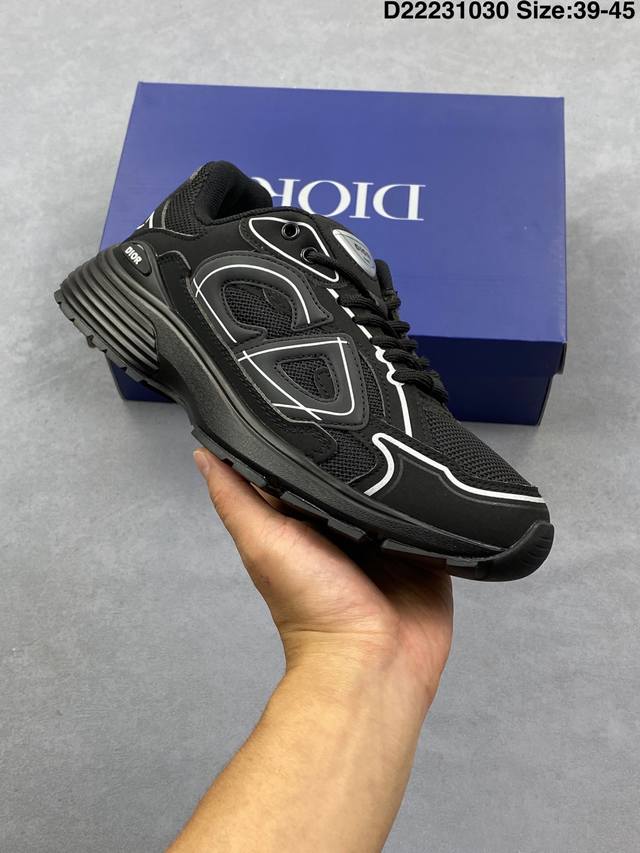 真标Dior迪奥B30网眼织物厚底系带休闲低帮运动鞋男女同款老爹鞋 Id:D22231030 Size:39～45