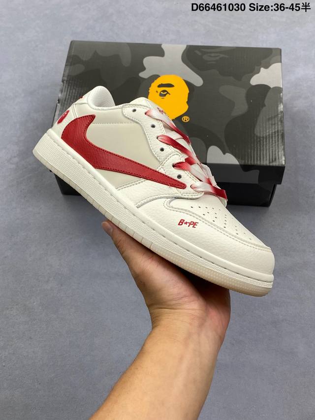 乔丹Fragment X Travis Scott X Lv Air Jordan 1 Low 三方联名倒钩，整双鞋以全荔枝皮打造，腰身搭配白色 倒勾 ，再点缀