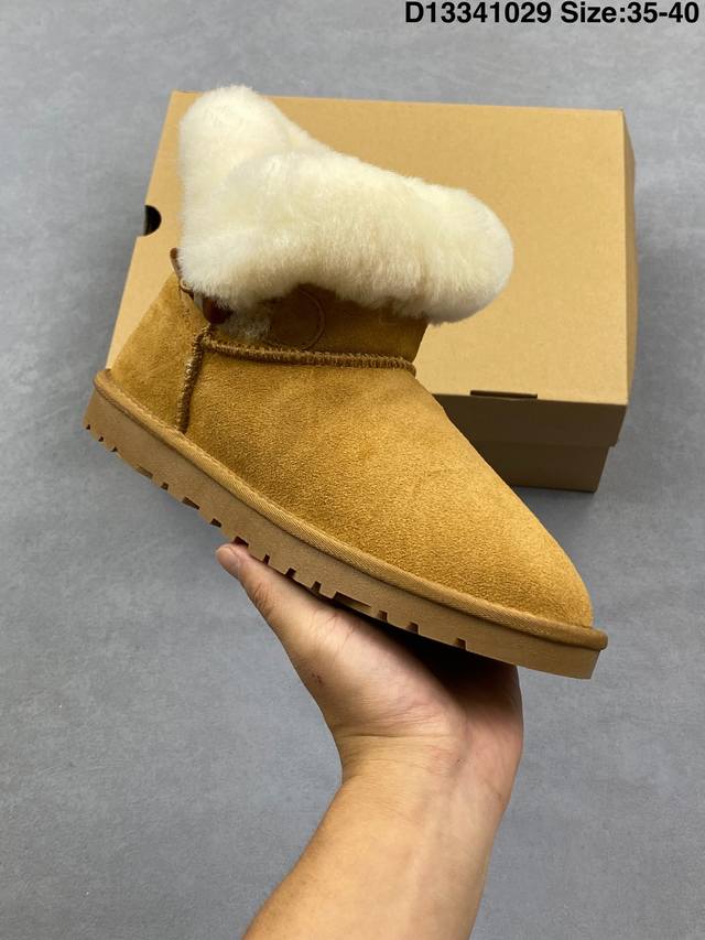 公司级Ugg牛反绒 防水 舒适百搭 厚底 显高显瘦 复古英伦风 短筒雪地靴 货号:1016-1 尺码:35-40 Id:D13341029