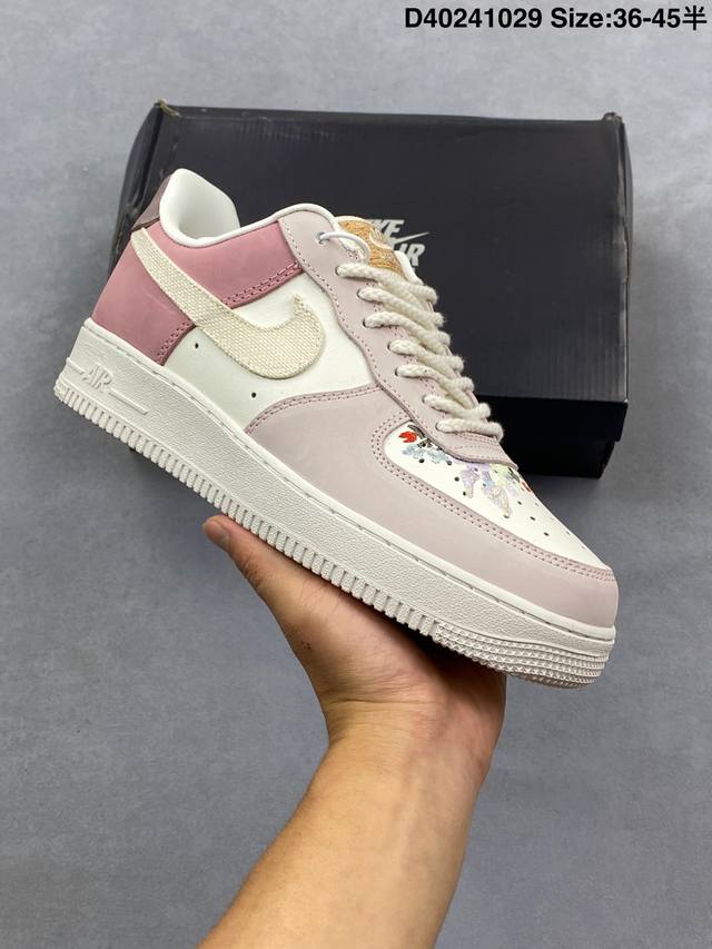 Nike Air Force 1 Low 粉白 空军一号低帮运动休闲板鞋原楦头原纸板 打造纯正空军版型 专注外贸渠道 全掌内置蜂窝气垫 原盒配件 原厂中底钢印、