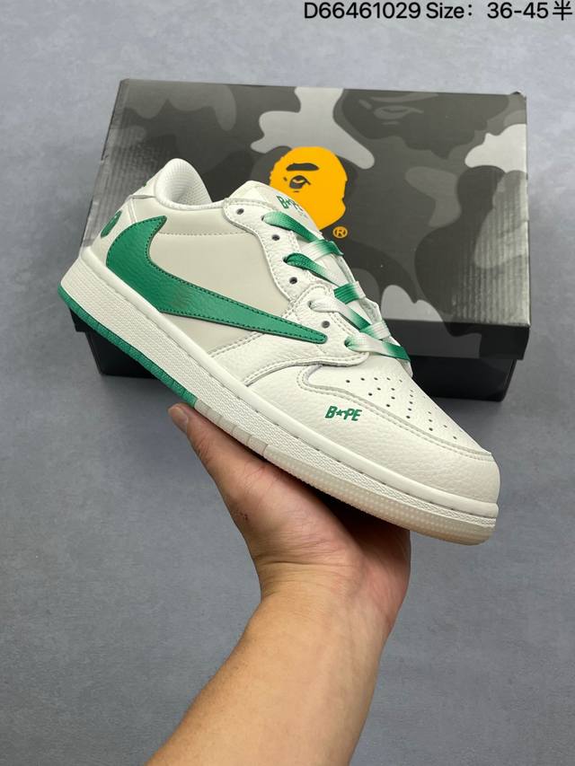 Travis Scott X Fragment Design X Jordan Air Jordan 1 Low Og Sp Bape联名 “白蓝” 多方联名合