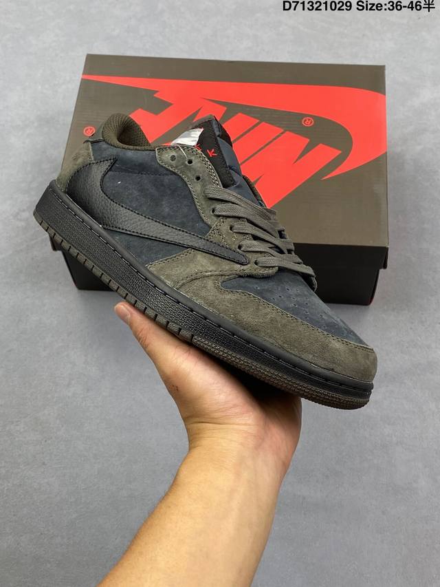 公司级：Aj1倒勾Travis Scott X Air Jordan 1 ” Reverse Mocha “ Aj1乔1 Ts 闪电 联名倒钩 低帮文化篮球鞋