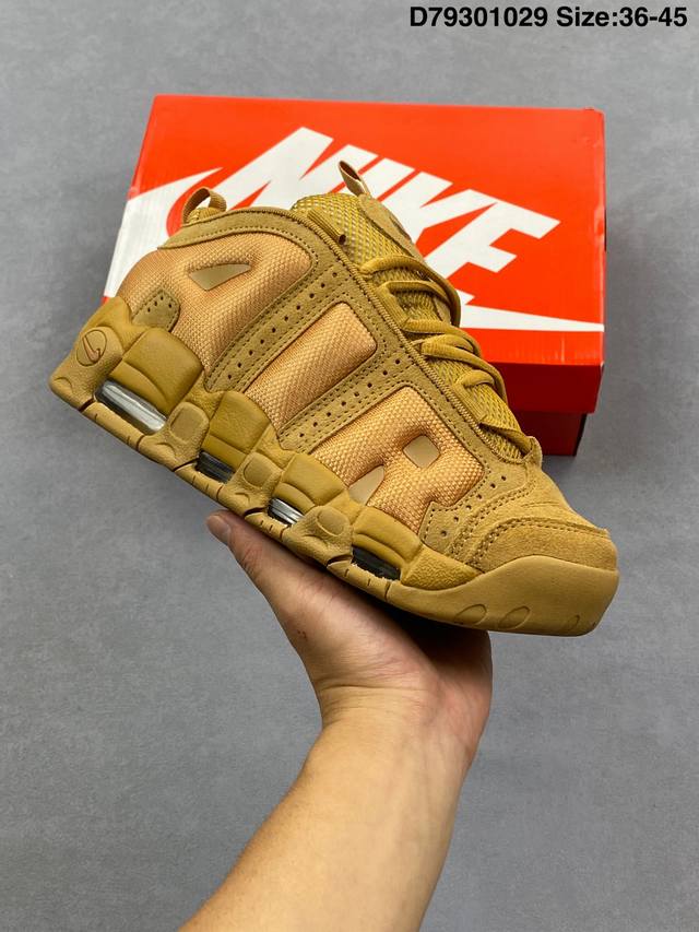 公司级：Nike Air More Uptempo Gs Barely Green 耐克皮蓬初代系列经典高街百搭休闲运动文化篮球鞋美国队配色 以流行于街头的涂鸦
