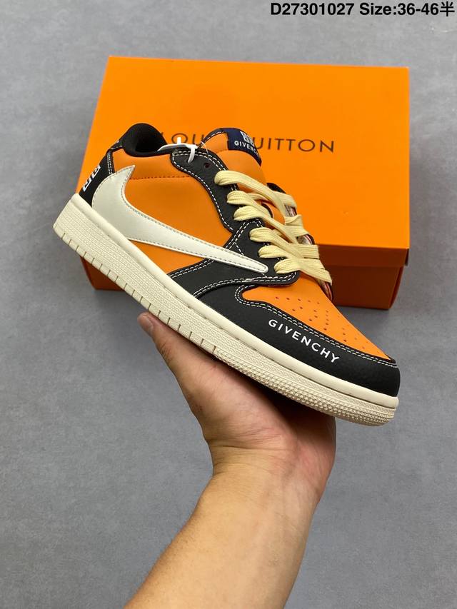 Aj1倒勾Travis Scott X Air Jordan 1 ” Reverse Mocha “ Aj1乔1 Ts 闪电 联名倒钩 低帮文化篮球鞋 完美品质