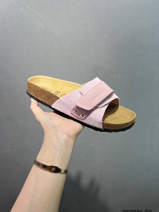 德国百年知名鞋履品牌 博肯Birkenstock 勃肯半拖凉鞋系列包头拖鞋 广东原产#采用质地柔软牛皮革 中底搭载缓震软木橡胶 外置Eva轻量片装外底 尺码：如