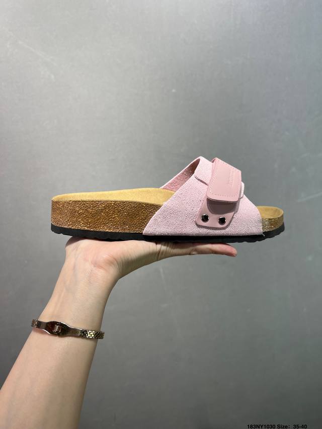 德国百年知名鞋履品牌 博肯Birkenstock 勃肯半拖凉鞋系列包头拖鞋 广东原产#采用质地柔软牛皮革 中底搭载缓震软木橡胶 外置Eva轻量片装外底 尺码：如