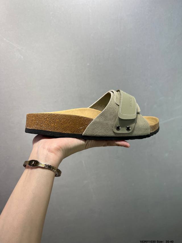 德国百年知名鞋履品牌 博肯Birkenstock 勃肯半拖凉鞋系列包头拖鞋 广东原产#采用质地柔软牛皮革 中底搭载缓震软木橡胶 外置Eva轻量片装外底 尺码：如