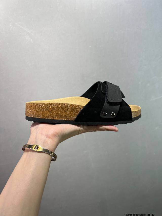 德国百年知名鞋履品牌 博肯Birkenstock 勃肯半拖凉鞋系列包头拖鞋 广东原产#采用质地柔软牛皮革 中底搭载缓震软木橡胶 外置Eva轻量片装外底 尺码：如