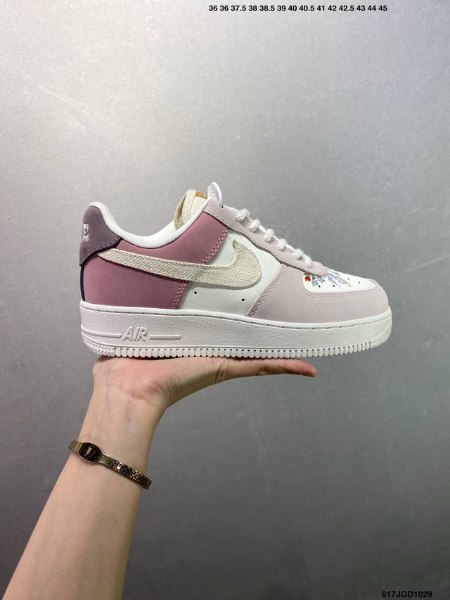Nike Air Force 1 Low 粉白 空军一号低帮运动休闲板鞋 原楦头原纸板 打造纯正空军版型 专注外贸渠道 全掌内置蜂窝气垫 原盒配件 原厂中底钢印