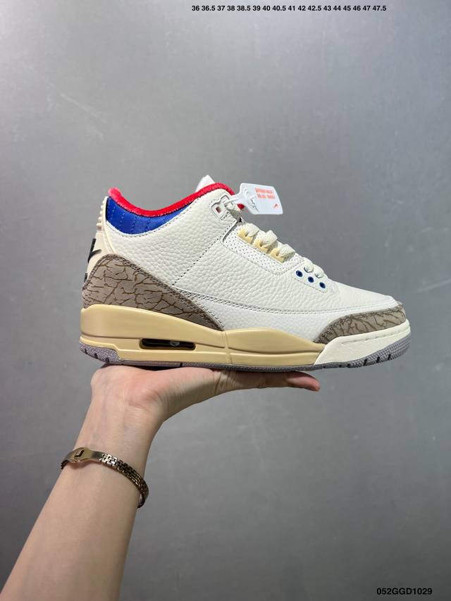公司级Air Jordan 3 Retro Aj3 乔3 复古休闲运动文化篮球鞋。 首次使用经典传神Jump Man Logo 并创新使用后掌可视气垫。清爽有余