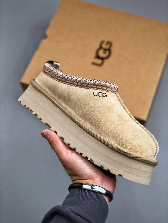 市面顶级版本 Uggtazz民族风厚底女款小红书爆款 广州外贸大厂生产鞋头到鞋垫真羊皮毛一体独立外盒包装芯片带防水工艺区别市面任何版本 5Cm厚底独立原版开发大