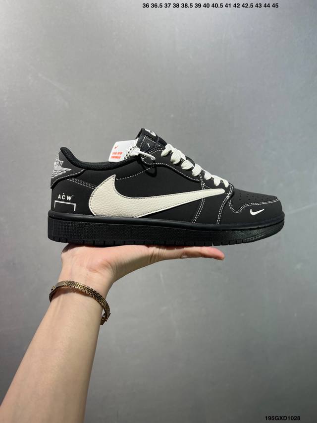 公司级Aj1倒勾Travis Scott X Air Jordan 1 ” Reverse Mocha “ Aj1乔1 Ts 闪电 联名倒钩 低帮文化篮球鞋 完