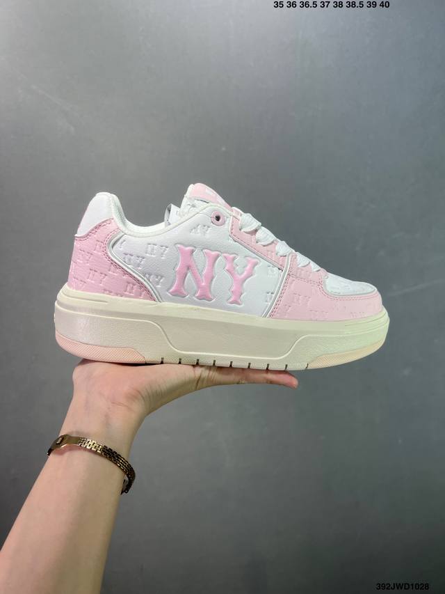 公司级Mlb Chunky Liner Mid Classic Monogram 厚底休闲鞋 Ny印花限定 牛皮材质运动鞋 货号：3Asxe035N 尺码：看图