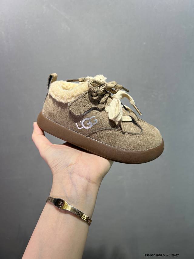 卡皮巴拉马里奥丑萌真皮大头冬季户外新款防寒靴真皮加绒潮流棉鞋雪地靴 Ugg 爆版周冬雨同款儿童雪地靴短筒防滑保暖厚底一脚蹬童鞋亲子鞋 材料：牛皮+内里混纺羊毛+