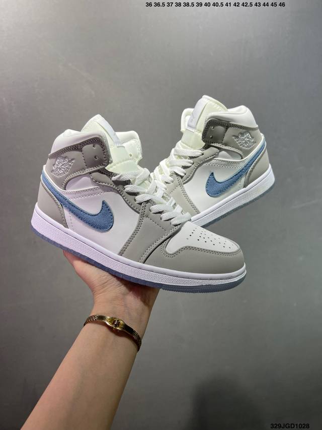 Nike Air Jordan 1 Retro Mid Aj1乔丹一代中帮经典复古文化休闲运动篮球鞋 货号:852542-010 尺码:如图 Id:329Jgd