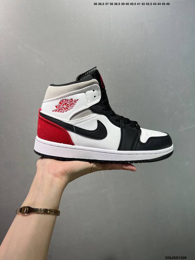 Nike Air Jordan 1 Retro Mid Aj1乔丹一代中帮经典复古文化休闲运动篮球鞋 货号:852542-010 尺码:如图 Id:329Jgd