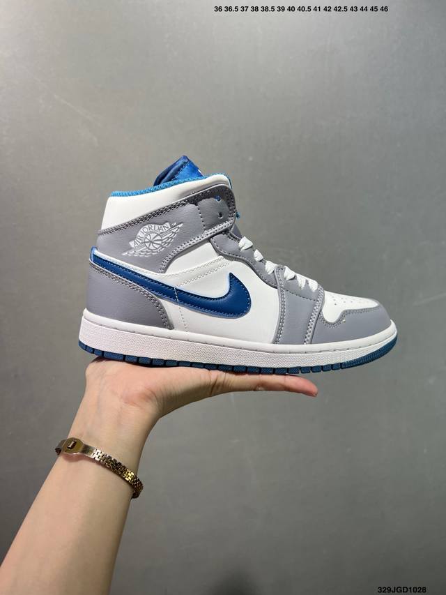 Nike Air Jordan 1 Retro Mid Aj1乔丹一代中帮经典复古文化休闲运动篮球鞋 货号:852542-010 尺码:如图 Id:329Jgd