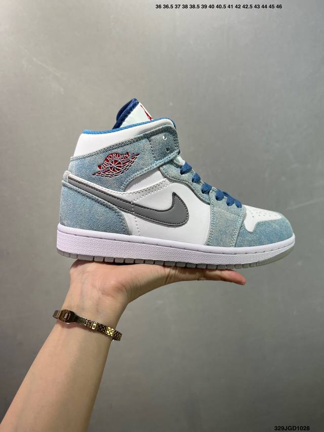 Nike Air Jordan 1 Retro Mid Aj1乔丹一代中帮经典复古文化休闲运动篮球鞋 货号:852542-010 尺码:如图 Id:329Jgd