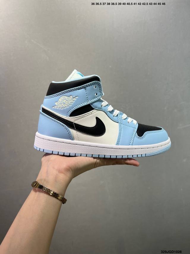 Nike Air Jordan 1 Retro Mid Aj1乔丹一代中帮经典复古文化休闲运动篮球鞋 货号:852542-010 尺码:如图 Id:329Jgd
