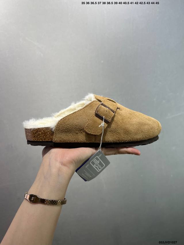 公司级采用柔软牛皮绒面革里衬鞋面材质#中底鞋床搭载波状外形缓震软木橡胶#外置Eva轻量片装外底舒适又时髦,潮人都在穿德国百年知名鞋履品牌 博肯Birkensto