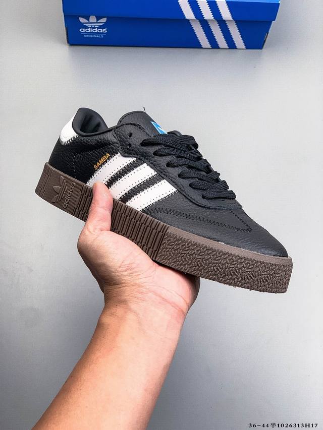真标半码！阿迪达斯Adidas Samba Rose 三叶草 复古厚底增高休闲板鞋 1026313H17