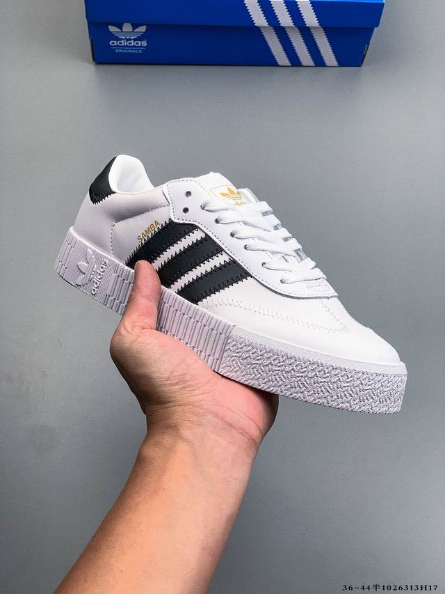 真标半码！阿迪达斯Adidas Samba Rose 三叶草 复古厚底增高休闲板鞋 1026313H17