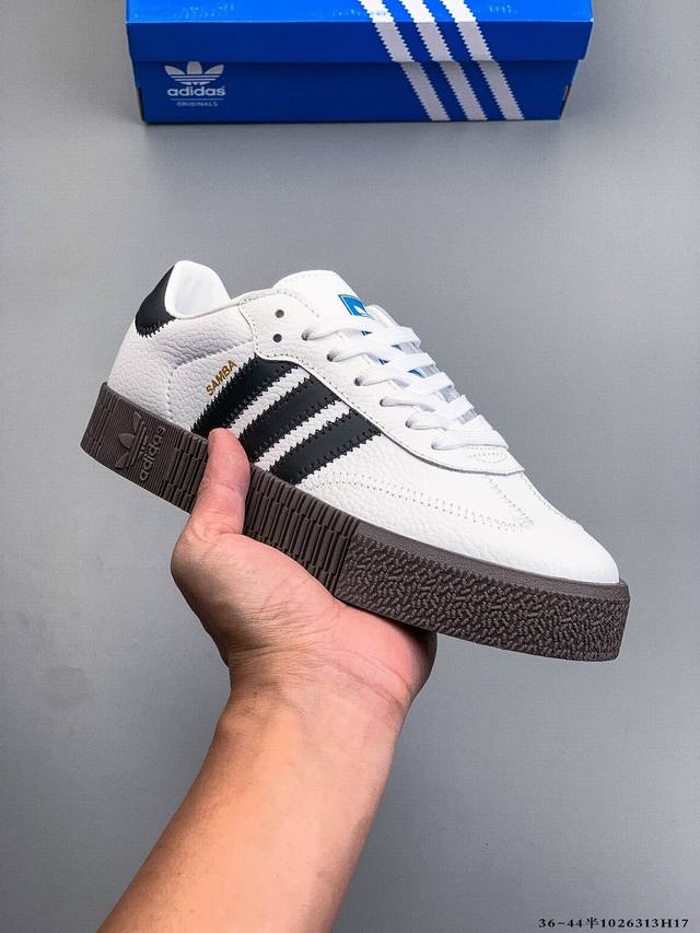 真标半码！阿迪达斯Adidas Samba Rose 三叶草 复古厚底增高休闲板鞋 1026313H17