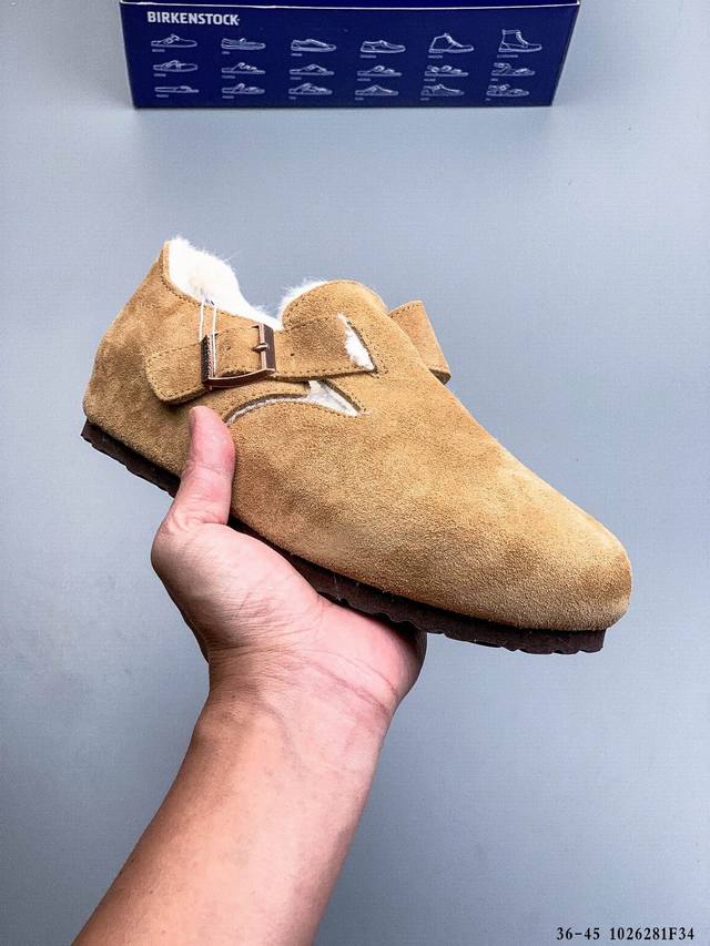 德国百年知名鞋履品牌 加绒加毛博肯Birkenstock 秋冬新款 勃肯半拖凉鞋系列加棉 加绒包头拖鞋 广东原产#采用质地柔软牛皮革 中底搭载缓震软木橡胶 外置