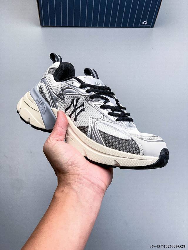 公司级！Mlb Chunky Liner 厚底休闲跑步鞋 Ny印花 透气轻便百搭运动鞋 1026336Q28
