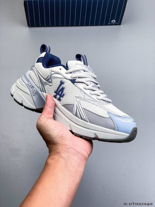 公司级！Mlb Chunky Liner 厚底休闲跑步鞋 Ny印花 透气轻便百搭运动鞋 1026336Q28