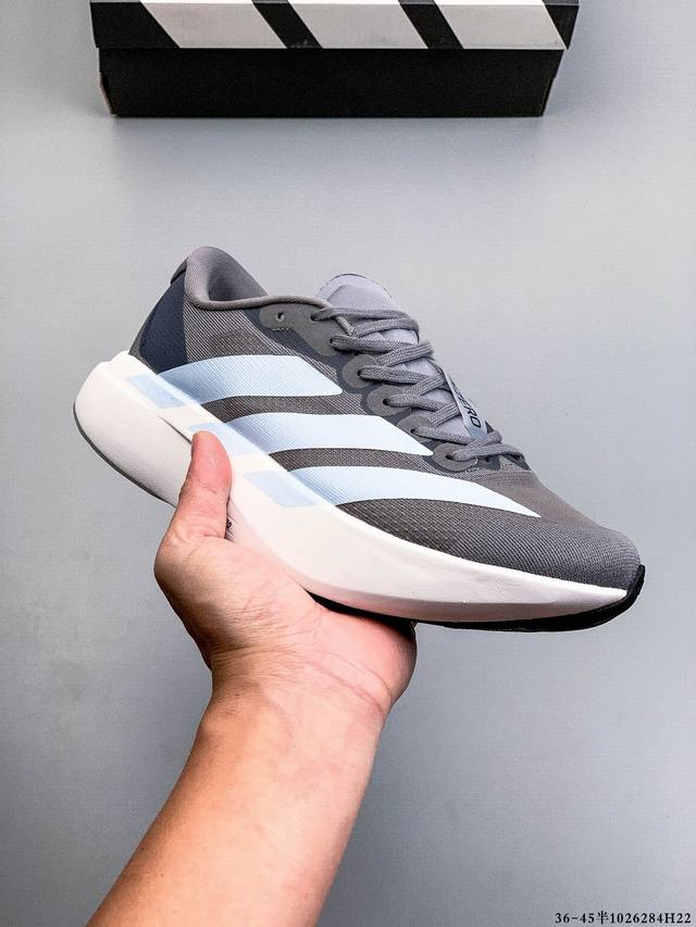 Adidas Adizero Evo Sl M马拉松飞线贾卡轻质透气休闲运动跑步鞋 采用双层透气网纱 Flywire动态飞线绑缚鞋面材质 内置Zoom小气垫装置