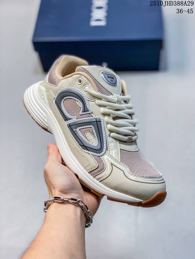 公司级 Dior迪奥 男款老爹跑步鞋 D-Connect 氯丁橡胶运动鞋 厚底增高老爹鞋 外贸平台专供。官方19Ss走秀款 采用透明橡胶镶片设计 高弹力透气针织