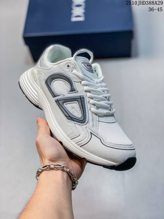 公司级 Dior迪奥 男款老爹跑步鞋 D-Connect 氯丁橡胶运动鞋 厚底增高老爹鞋 外贸平台专供。官方19Ss走秀款 采用透明橡胶镶片设计 高弹力透气针织