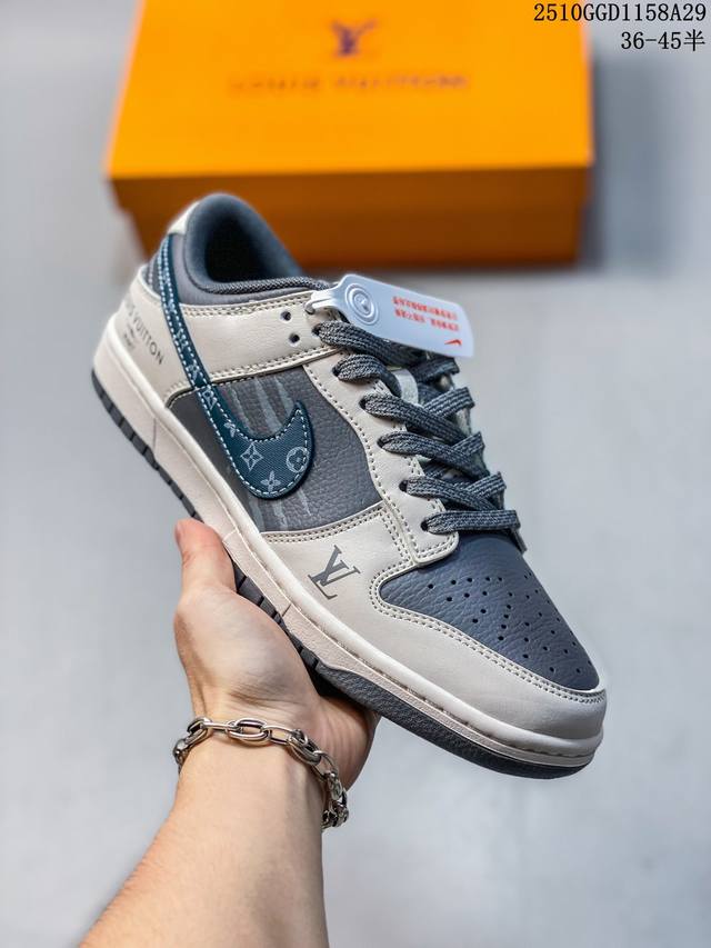 海外爆款限量发售！高端定制Nike Sb Dunk Low “Lv联名 白黑灰 高端定制 低帮休闲板鞋 定制鞋盒 大厂纯原品质出货 超高清洁度 皮料切割干净无任