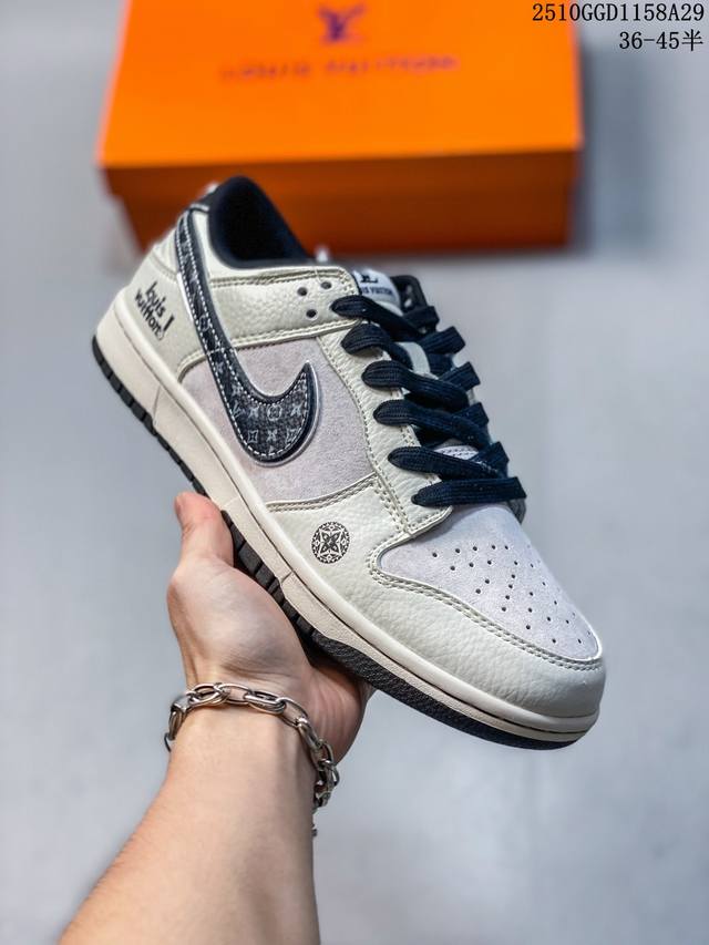 海外爆款限量发售！高端定制Nike Sb Dunk Low “Lv联名 白黑灰 高端定制 低帮休闲板鞋 定制鞋盒 大厂纯原品质出货 超高清洁度 皮料切割干净无任