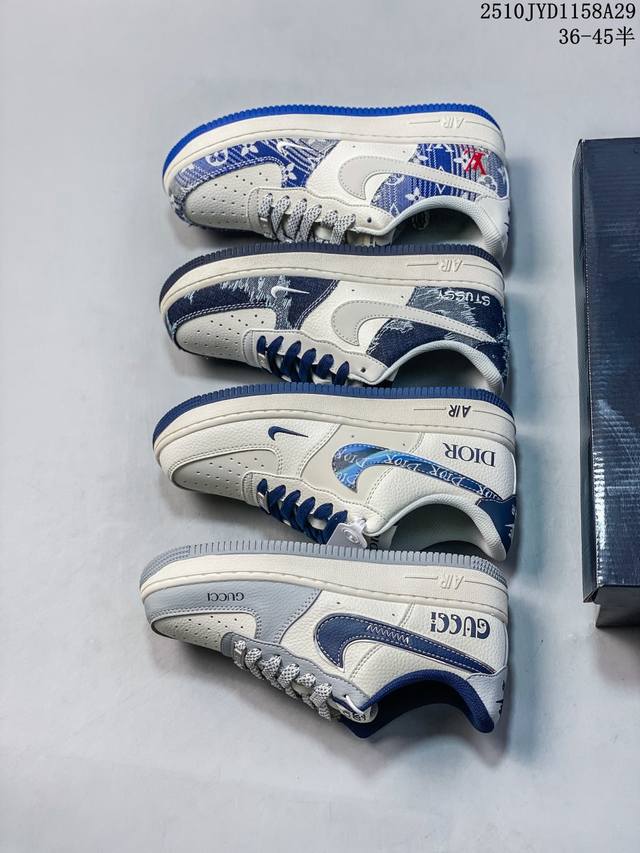 海外限量发售！公司级Nike Air Force 1 '07 Low “Lv联名 渐变牛仔”空军一号 低帮 运动鞋 休闲鞋 折边针车 工艺难度大 原楦头原纸板