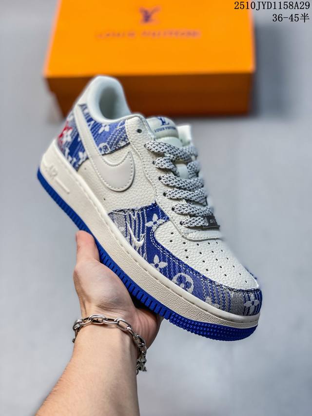 海外限量发售！公司级Nike Air Force 1 '07 Low “Lv联名 渐变牛仔”空军一号 低帮 运动鞋 休闲鞋 折边针车 工艺难度大 原楦头原纸板