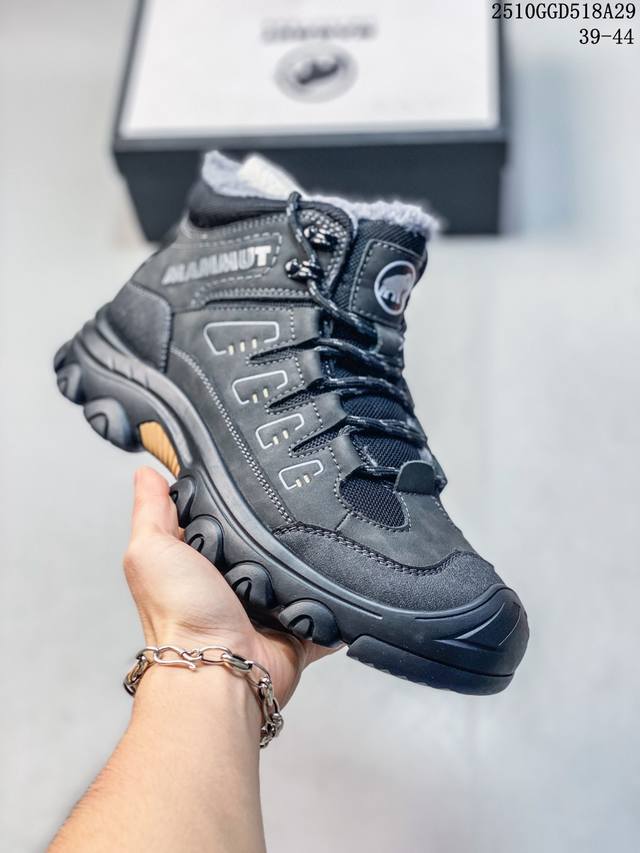 Mammut 加绒猛犸象 新款透气潮流百搭休闲复古板鞋男士真皮厚底防滑时尚潮鞋。 10Ggd518A29