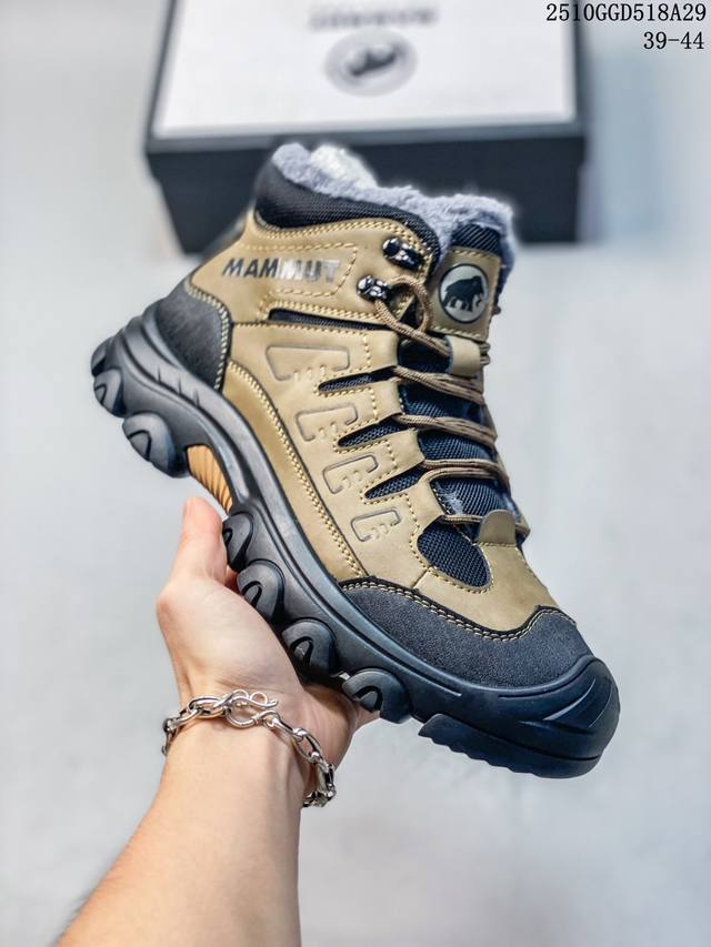 Mammut 加绒猛犸象 新款透气潮流百搭休闲复古板鞋男士真皮厚底防滑时尚潮鞋。 10Ggd518A29