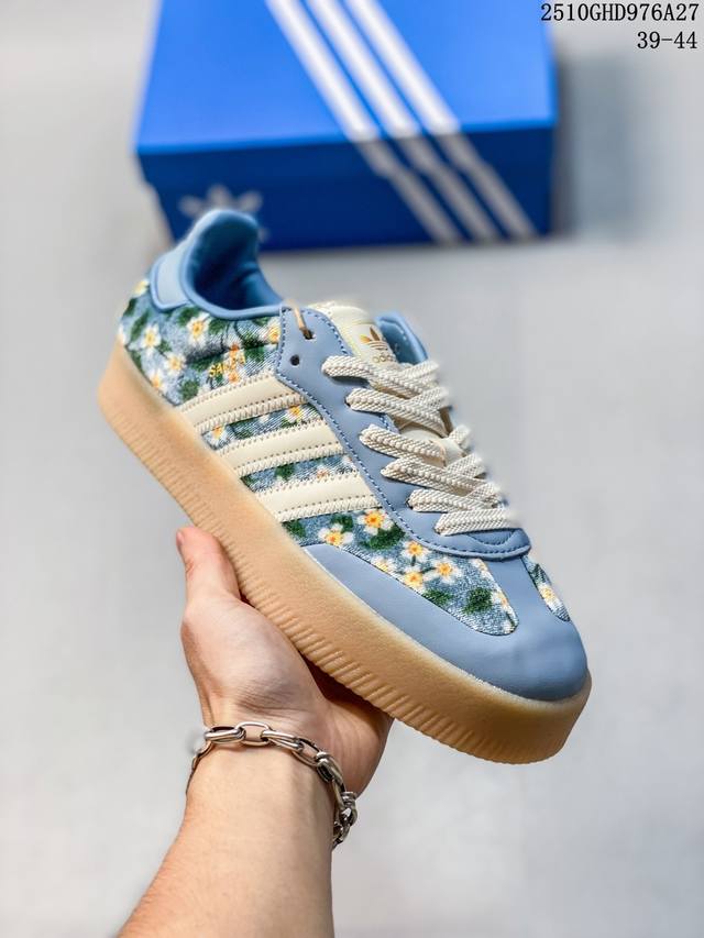 公司级：Adidas Originals Sambae 厚底桑巴舞系列阿迪达斯 三叶草 绅士德训足球风百搭低帮休闲运动板鞋 货号:Jq6046 尺码:36 36